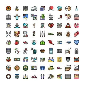 Diverse icon collection set representing modern concepts Ilustración de archivo