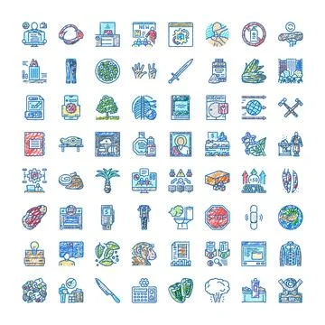 Diverse icon set drawing various themes and concepts Stock Illustration