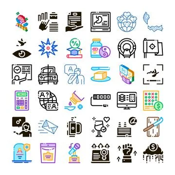 Diverse icon set exploring business health and education concepts Stock Illustration
