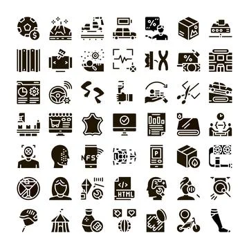 Diverse icon set exploring business and technology concepts Illustrazione stock