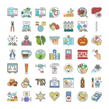 Diverse icon set exploring business and lifestyle concepts Illustrazione stock