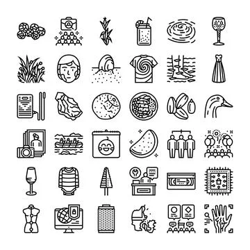 Diverse icon set exploring common life subjects Stock Illustration
