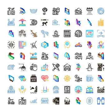 Diverse icon set exploring modern business and technology Stock Illustration