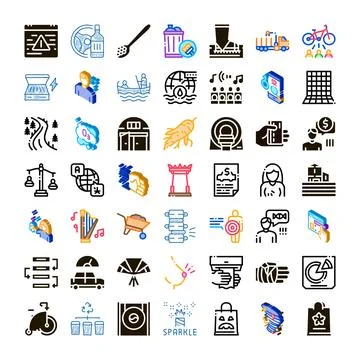 Diverse icon set exploring modern business and lifestyle concepts Stock Illustration