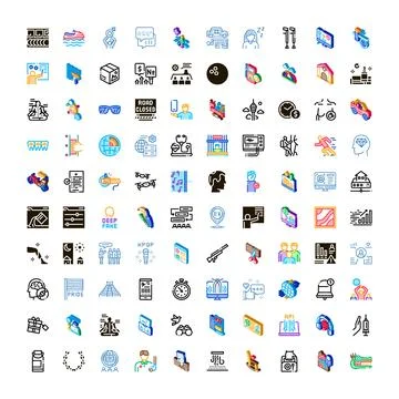 Diverse icon set exploring modern concepts and daily life themes Stock Illustration