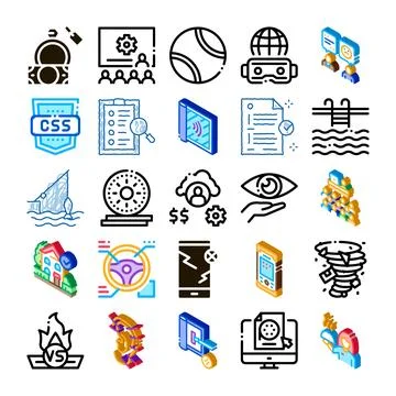 Diverse icon set exploring modern technology concepts 库存插图