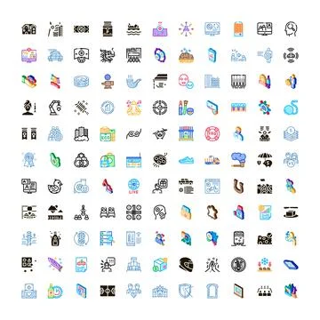 Diverse icon set exploring modern business and technology concepts 스톡 일러스트