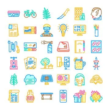 Diverse icon set exploring modern technology and daily life イラスト素材