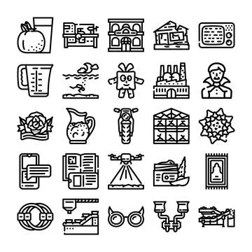 Diverse icon set exploring modern and traditional concepts Stock Illustration