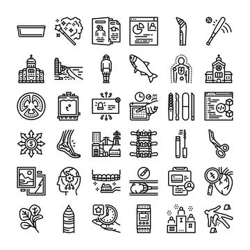 Diverse icon set exploring modern technology and lifestyle concepts Ilustração Stock