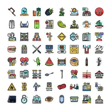 Diverse icon set exploring modern themes and concepts Ilustración de archivo