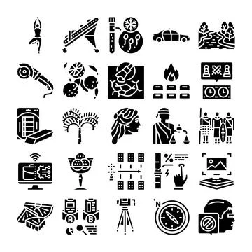 Diverse icon set exploring modern concepts and daily life Ilustração Stock