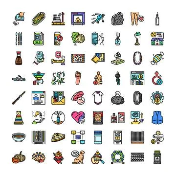 Diverse icon set exploring modern business and lifestyle concepts Stock Illustration