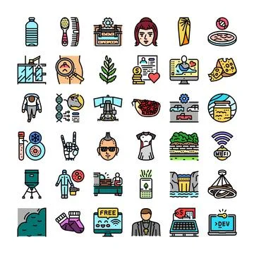 Diverse icon set exploring modern lifestyle and technology イラスト素材