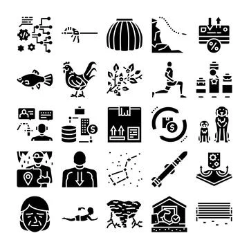 Diverse icon set exploring modern business and lifestyle concepts イラスト素材