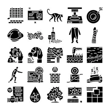 Diverse icon set exploring modern business and lifestyle concepts Stock Illustration