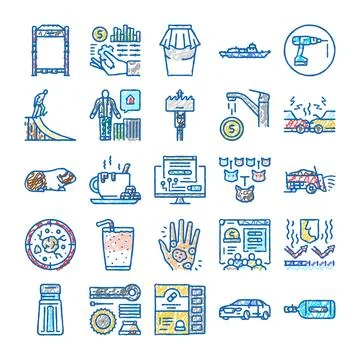 Diverse icon set exploring modern daily life concepts Ilustração Stock