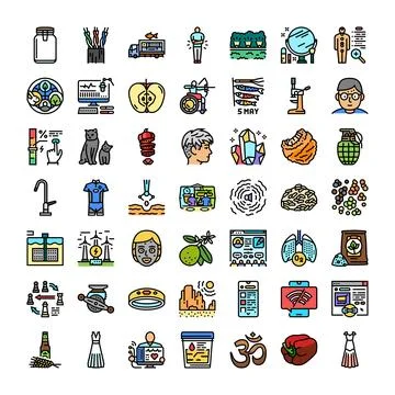 Diverse icon set exploring modern life concepts Stock Illustration