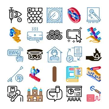 Diverse icon set exploring various modern concepts 스톡 일러스트
