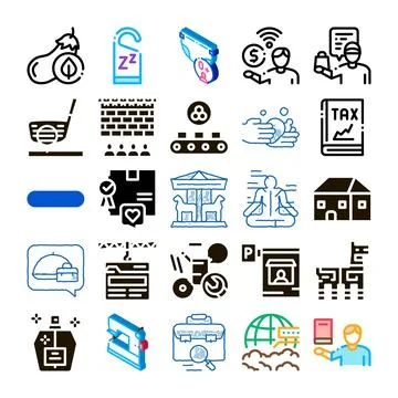 Diverse icon set exploring various concepts and industries Stock Illustration
