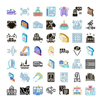 Diverse icon set exploring various modern life concepts Stock Illustration