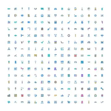 Diverse icon set exploring various abstract modern concepts Stock Illustration