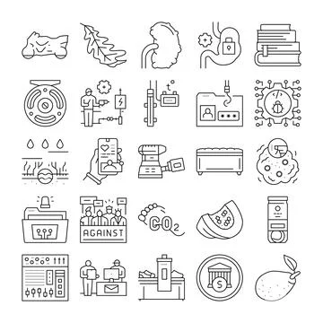 Diverse icon set exploring various modern concepts 库存插图