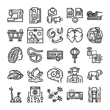 Diverse icon set exploring various modern concepts Stock Illustration