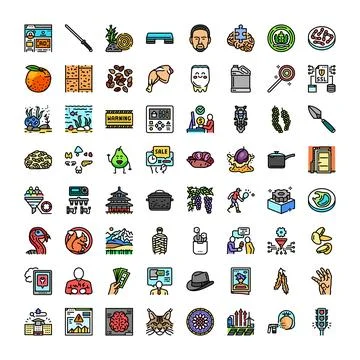Diverse icon set exploring various modern life concepts Stock Illustration