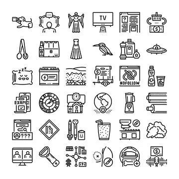 Diverse icon set exploring various modern concepts Stock Illustration