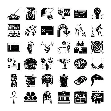 Diverse icon set exploring various modern concepts Stock Illustration