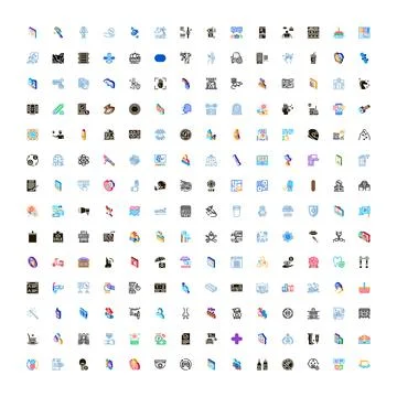Diverse icon set representing business and creative industries 스톡 일러스트