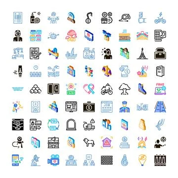 Diverse icon set representing business, internet, nature, and technology 库存插图