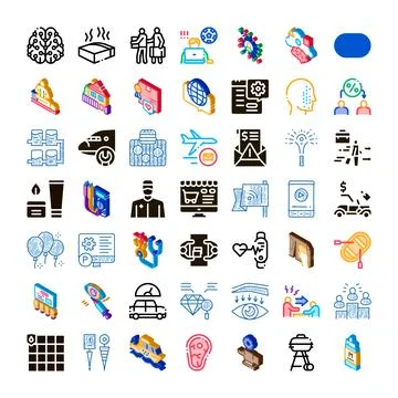 Diverse icon set representing business services and technology concepts Stock Illustration