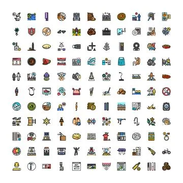 Diverse icon set representing many common concepts Illustrazione stock