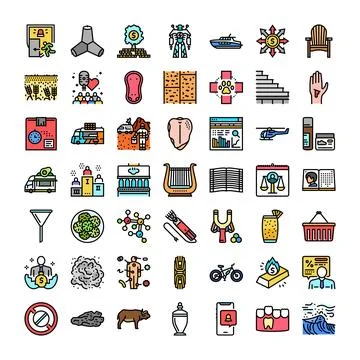 Diverse icon set representing modern life concepts Stock Illustration