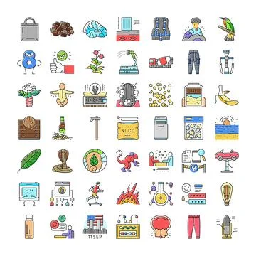 Diverse icon set representing nature industry technology and events Stock Illustration
