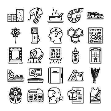 Diverse icon set representing themes of human experience 库存插图