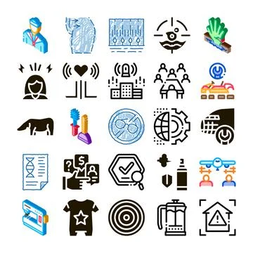 Diverse icon set representing various business concepts and services イラスト素材