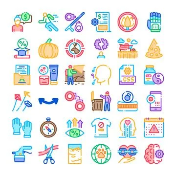 Diverse icon set representing various business and lifestyle concepts Stock-Illustration