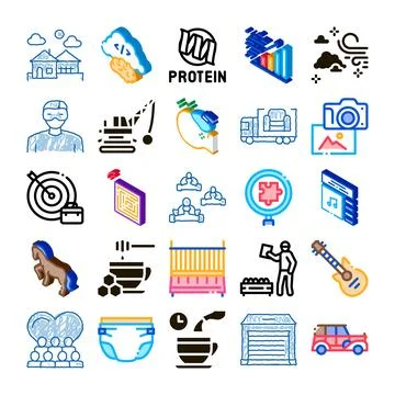 Diverse icon set representing various concepts and activities 스톡 일러스트