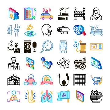 Diverse icon set representing various concepts and services Stock Illustration