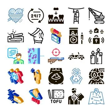 Diverse icon set representing various concepts and themes 스톡 일러스트