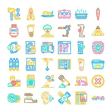 Diverse icon set representing various concepts and objects Stock Illustration