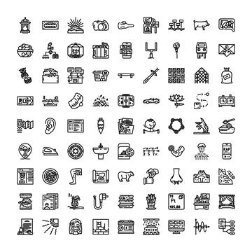 Diverse icon set representing various objects and concepts Illustrazione stock