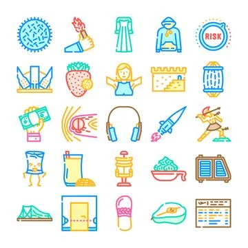 Diverse icon set representing various concepts and objects Stock Illustration