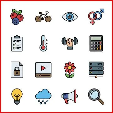 Diverse Icon Set for Web and Mobile Applications. Stock Illustration