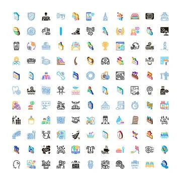 Diverse icons collection presenting essential business and lifestyle concepts Stockillustratie