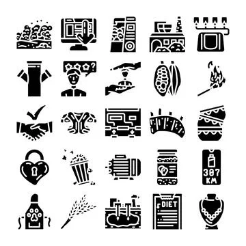 Diverse icons collection representing different industry and lifestyle concep Stock Illustration