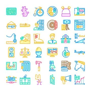Diverse icons collection representing technology science and digital concepts Illustrazione stock